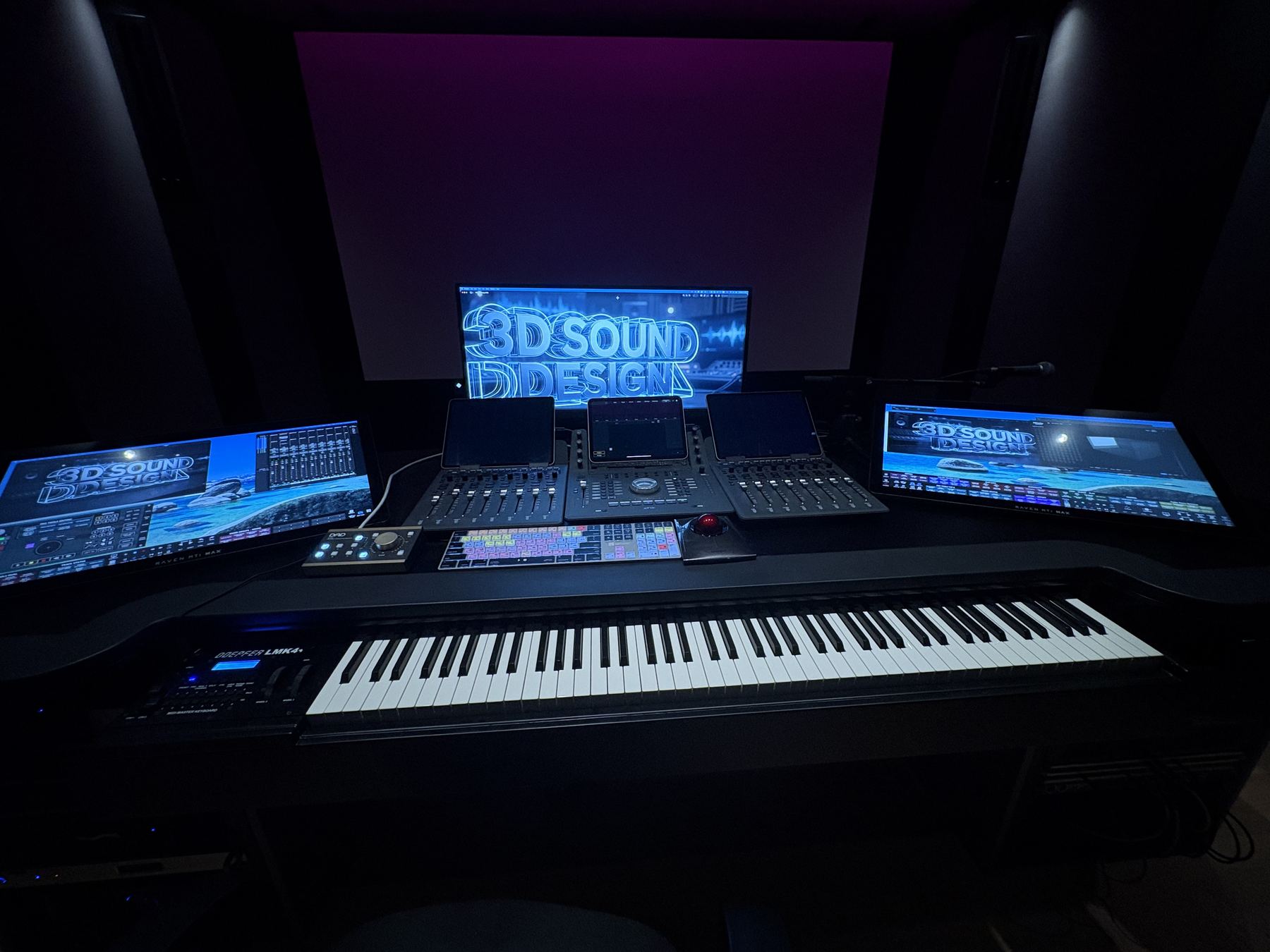 Postazione di missaggio: 2x Avid S1, 1x Avid Dock, 2x Raven MTi Max